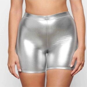 SKIMS Metallic Nickel Bike Shorts XXS | Shapewear Biker Shorts Silver